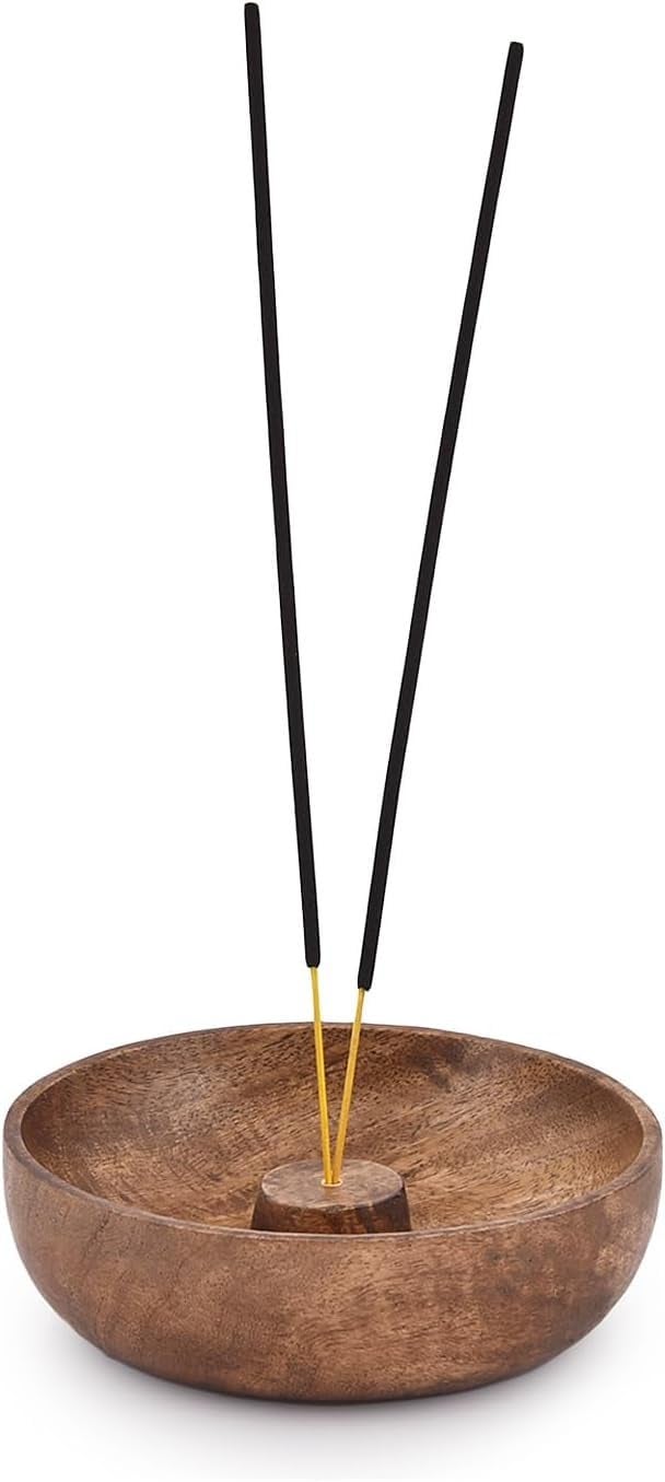 Kundi Premium Incense Stick Holder Bowl | Wooden Ash Catcher Bowl for Puja, Meditation, Aromatherapy & Relaxation | 5 x 5 Inch - Image 1
