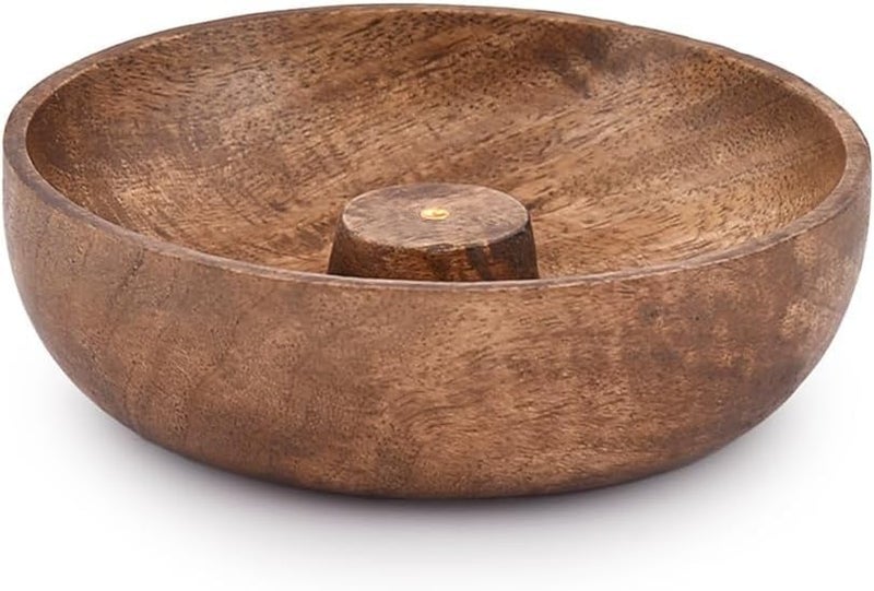 Kundi Premium Incense Stick Holder Bowl | Wooden Ash Catcher Bowl for Puja, Meditation, Aromatherapy & Relaxation | 5 x 5 Inch - Image 2