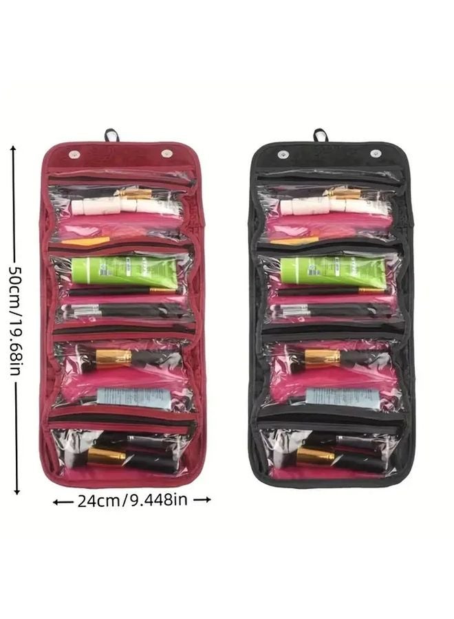 Large Capacity Black Travel Cosmetic Organizer Wet Dry Separation Multiple Pockets - Image 4