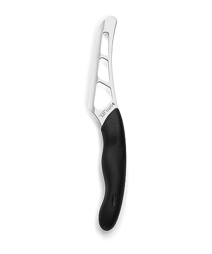 Cutco Model 1504 CUTCO Cheese Knife w/ 5.5" Micro-D® serrated edge blade & 5" black Soft Comfort-grip handle. Holes on blade’s surface helps cheese fall away during cutting. - Image 1