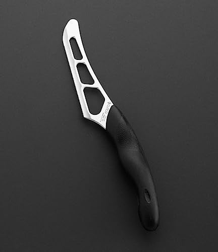 Cutco Model 1504 CUTCO Cheese Knife w/ 5.5" Micro-D® serrated edge blade & 5" black Soft Comfort-grip handle. Holes on blade’s surface helps cheese fall away during cutting. - Image 2