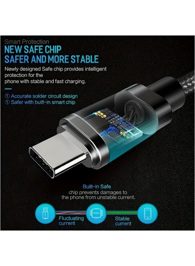 كابل USB الى نوع سي بطول 1 متر، كيبل مضفر للشحن السريع ونقل البيانات، متوافق مع ايفون 16 برو/16 برو ماكس/16 بلس، ايباد ميني 6، ماك بوك برو/اير، سامسونج جالاكسي S24/S24 الترا، هواوي P60، والمزيد - Image 5