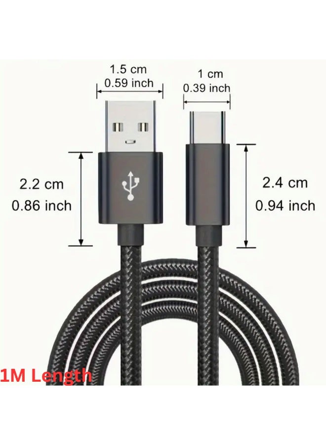 كابل USB الى نوع سي بطول 1 متر، كيبل مضفر للشحن السريع ونقل البيانات، متوافق مع ايفون 16 برو/16 برو ماكس/16 بلس، ايباد ميني 6، ماك بوك برو/اير، سامسونج جالاكسي S24/S24 الترا، هواوي P60، والمزيد - Image 2