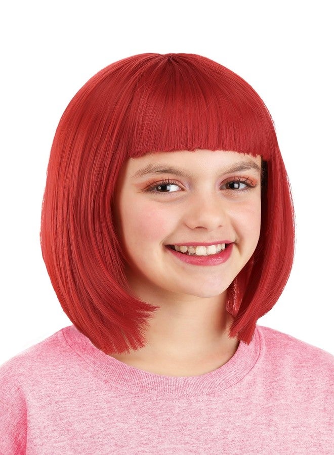 Fun Costumes Kid's Strawberry Shortcake Costume Wig for Girls - Red Bob Cut Hair Wig with Mesh Cap - Officially Licensed - Image 1