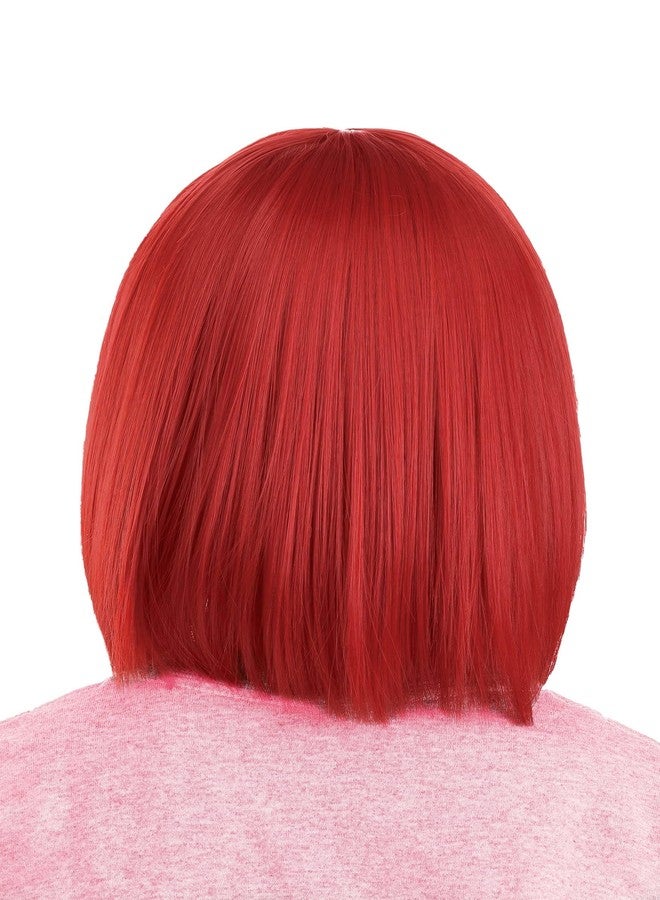 Fun Costumes Kid's Strawberry Shortcake Costume Wig for Girls - Red Bob Cut Hair Wig with Mesh Cap - Officially Licensed - Image 4
