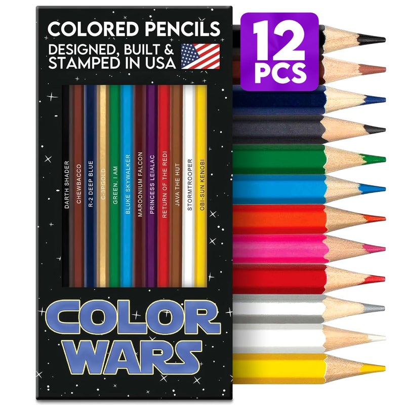 Pun Labs PunLabs Color Wars Colored Pencil Set for Adults 12 Color WarsInspired Parody Pencils with FoilStamped Names Soft Core Colored Pencils for Drawing An Ideal Color Wars Fan Gift - Image 2