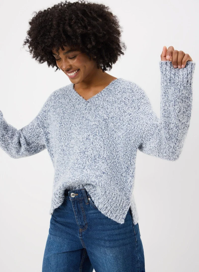 Matalan Denim Blue V-Neck Twist Jumper