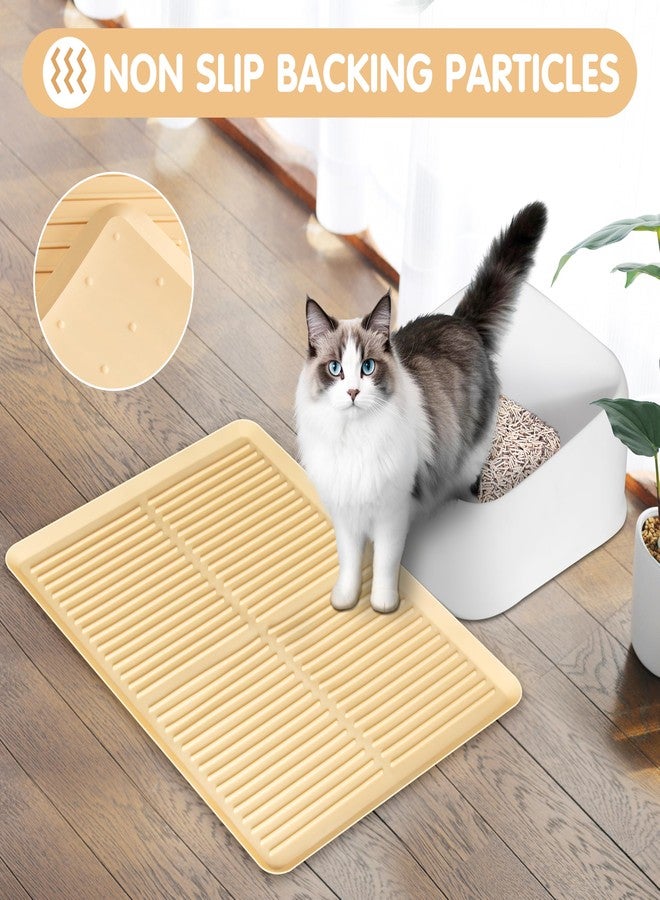 Ycozy Cat Litter Mat Large Pallet - 27'' x 20" Silicone Litter Box Mat Heightened Edge, Cat Litter Trapping Mat Food-graded Silicone Waterproof Easy to Wash, Anti-slip Backing Rubber Litter Catcher Mat - Image 2