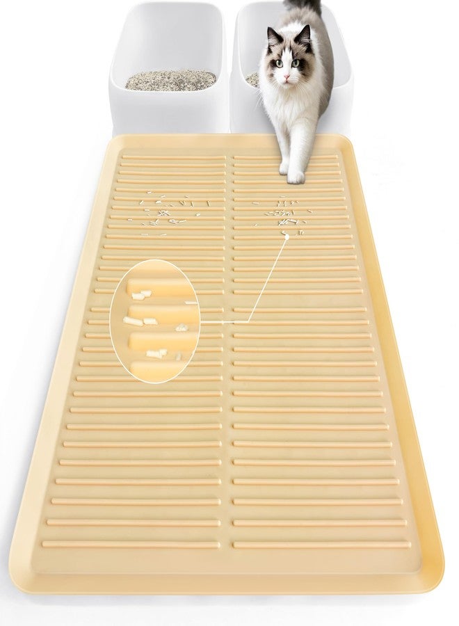 Ycozy Cat Litter Mat Large Pallet - 27'' x 20" Silicone Litter Box Mat Heightened Edge, Cat Litter Trapping Mat Food-graded Silicone Waterproof Easy to Wash, Anti-slip Backing Rubber Litter Catcher Mat - Image 1