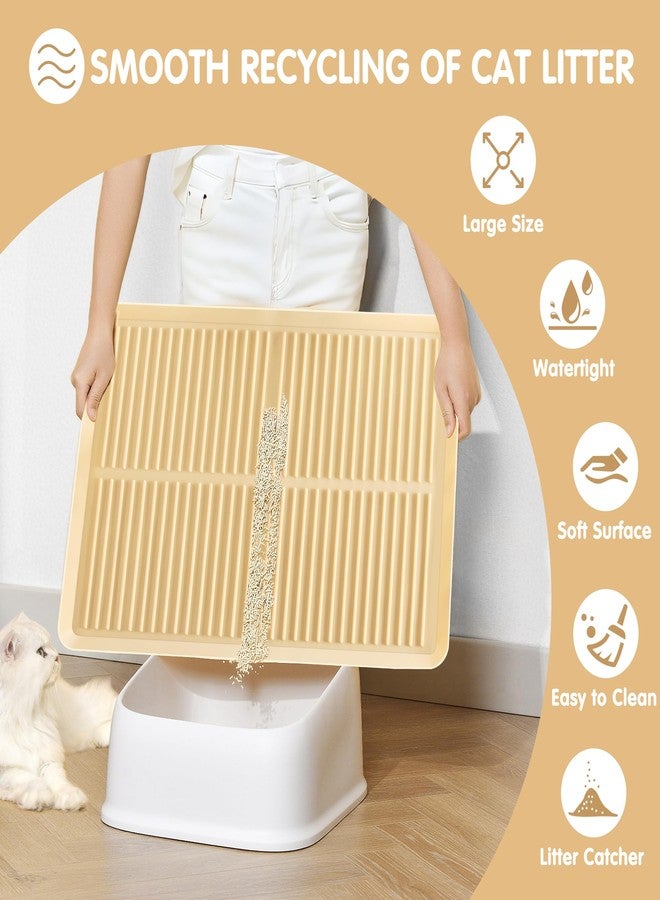 Ycozy Cat Litter Mat Large Pallet - 27'' x 20" Silicone Litter Box Mat Heightened Edge, Cat Litter Trapping Mat Food-graded Silicone Waterproof Easy to Wash, Anti-slip Backing Rubber Litter Catcher Mat - Image 5