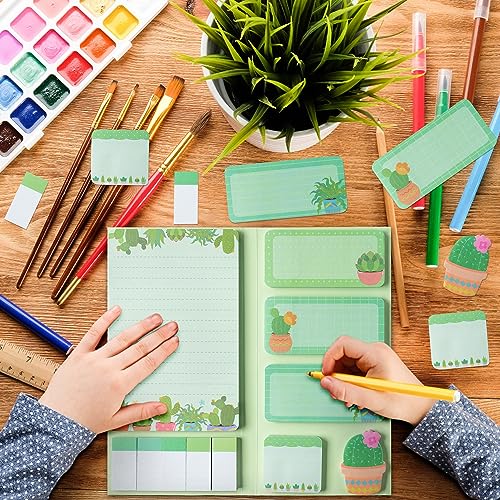 Xqumoi We Grow When Things are Hard Sticky Notes Set, 550 Sheets, Cute Cactus Shaped Self-Stick Notes Pads Plant Divider Tabs Bundle Writing Memo Pads Back to School Office Supplies Small Gift - Image 3