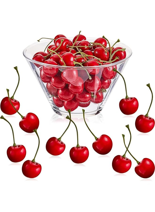erorex 50Pcs Fake Cherries Red Artificial Cherries Simulation Cherries Fruit Artificial Cherry Decorations Cherry Fake Fruit Model Home Kitchen Party Decoration Desk Ornament Photography Prop  - Image 1