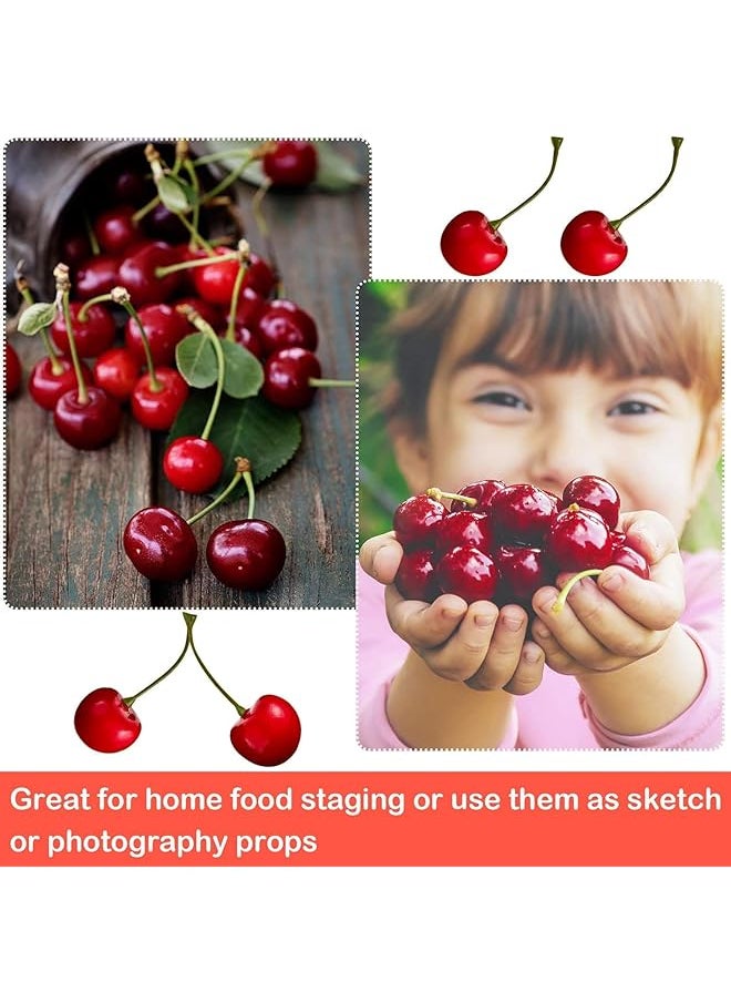 erorex 50Pcs Fake Cherries Red Artificial Cherries Simulation Cherries Fruit Artificial Cherry Decorations Cherry Fake Fruit Model Home Kitchen Party Decoration Desk Ornament Photography Prop  - Image 4