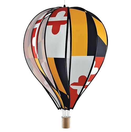 Premier Kites Hot Air Balloon Hanging Garden Spinner 22 Vibrant Maryland Design WeatherResistant Outdoor Decor Durable Lightweight for Patios Yards and Gardens EyeCatching Wind Spinner - Image 1