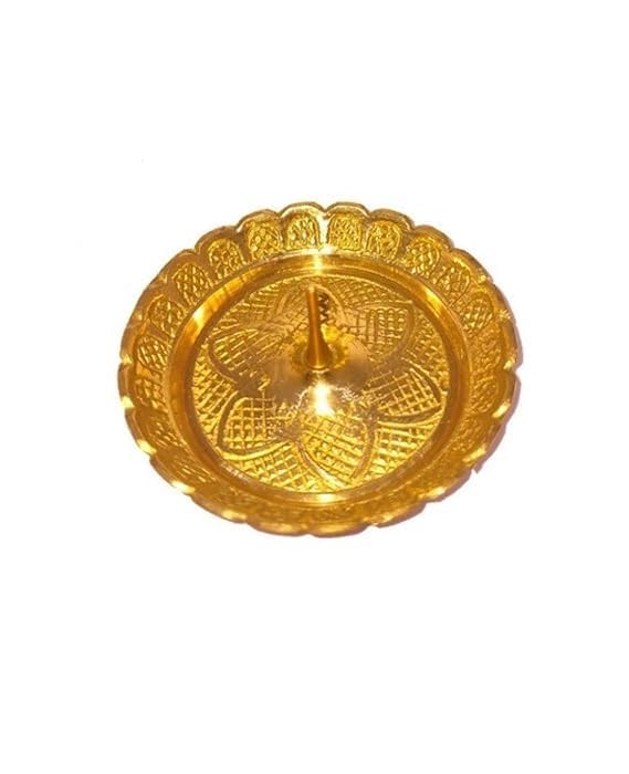 Awadh 25 Inch Brass Light Weight Holder Dhoop Batti Medium Size for Pooja Ardas Pray Standard Cone Holder Burn Safety Ash Catcher Worship Divine - Image 1