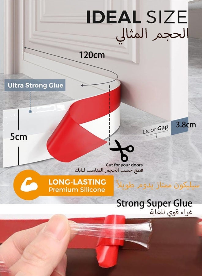 FAVZCBVIN Door Draft Stopper Under Door Seal，Door Sweep for Exterior & Interior Doors, Door Bottom Draft Blocker Dust and Noise Insulation 120x2x5cm - Image 2