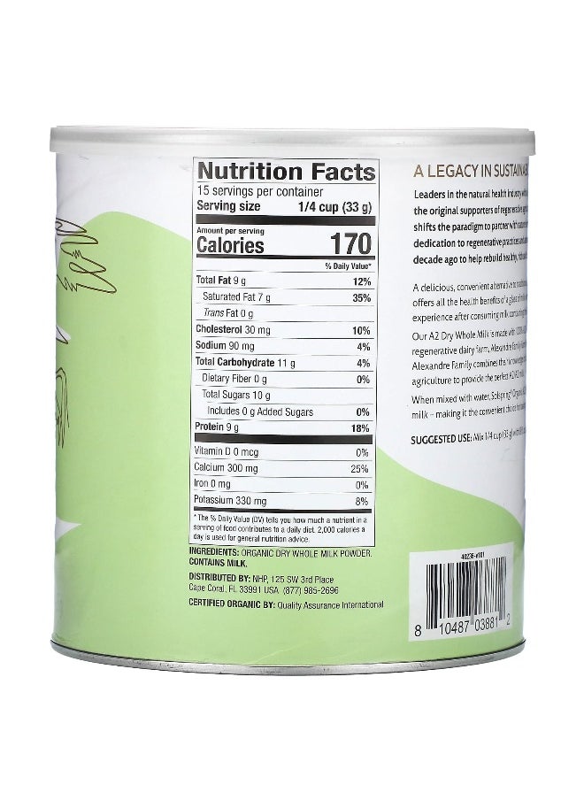 Dr. Mercola Dr. Mercola, Solspring®, Organic A2 Dry Whole Milk, 17.4 oz (495 g)  - Image 2