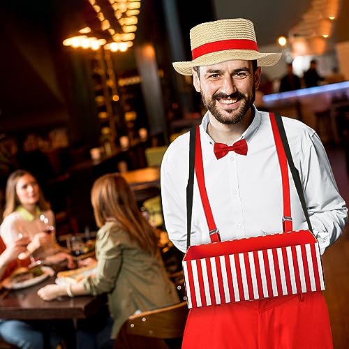 Newcotte 6 Pcs Halloween Waiter Costume for Men, 1950s Popcorn Vendor Adult Movie Night Circus Costume (Large) - Image 5