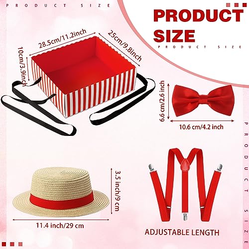 Newcotte 6 Pcs Halloween Waiter Costume for Men, 1950s Popcorn Vendor Adult Movie Night Circus Costume (Large) - Image 2