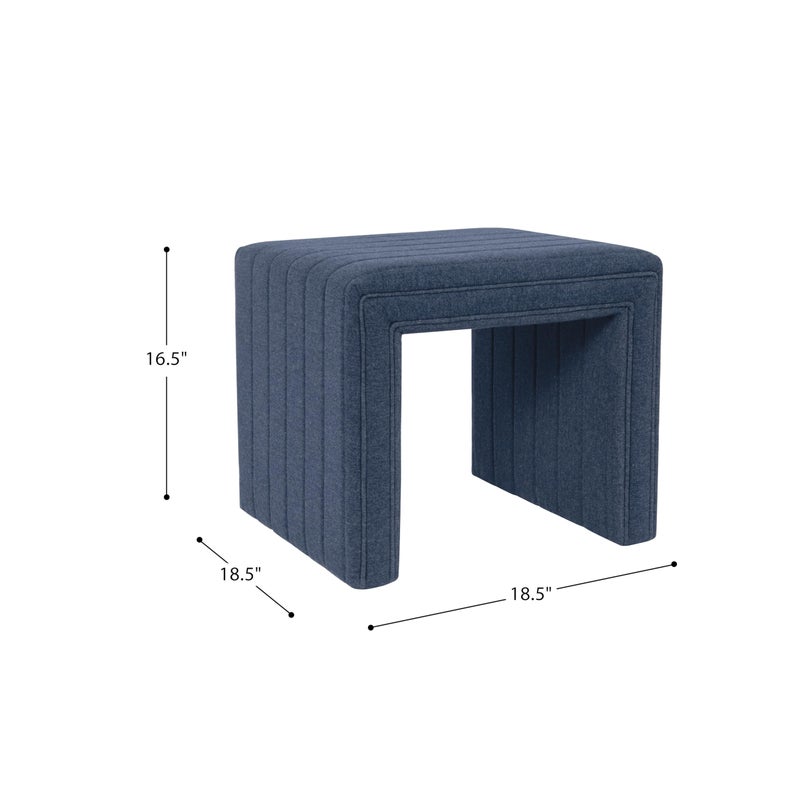 HomePop Modern Channel Tufted Ottoman|Homepop Home DÃ©cor|Ottoman for Living Room & Bedroom - Blue Woven Fabric - Image 4