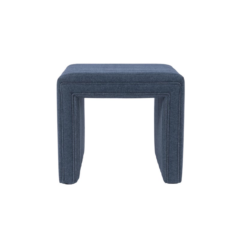 HomePop Modern Channel Tufted Ottoman|Homepop Home DÃ©cor|Ottoman for Living Room & Bedroom - Blue Woven Fabric - Image 1