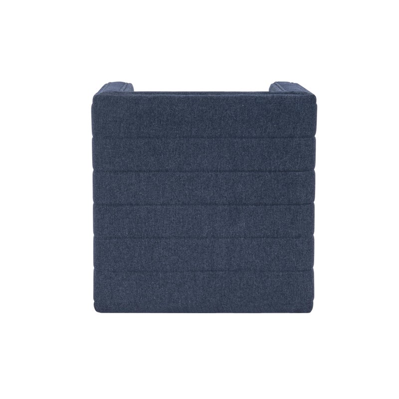 HomePop Modern Channel Tufted Ottoman|Homepop Home DÃ©cor|Ottoman for Living Room & Bedroom - Blue Woven Fabric - Image 5