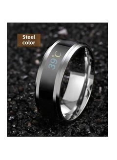 Generic Intelligent Temperature-sensitive Color-changing Display Ring Men's Trendy Personalized Single Hip-hop Trendy Women's Titanium Steel Korean Ring Jewelry-Colour:Smart Temperature Sensing Ring [silver] Size 9 Finger Circumference 59.5mm  - Image 3