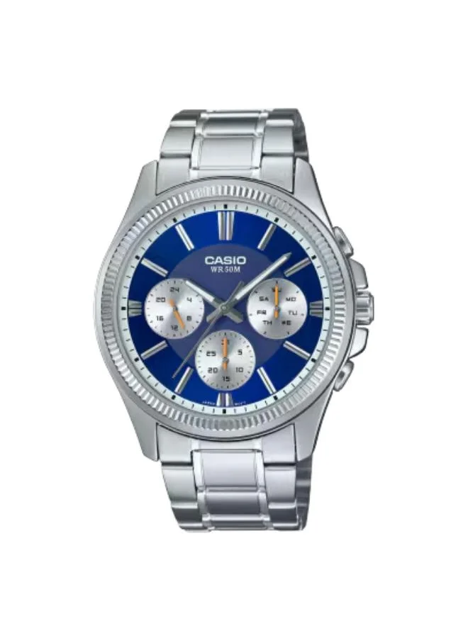 كاسيو Men's Analog Display Watch With Silver Stainless Steel Strap - MTP-1375D-2A1VDF