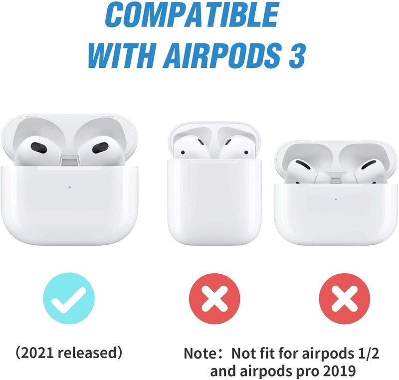 Valkit Compatible Airpods 3rd Generation Case with Lock Clip, Carbon Fiber Hard Shell AirPods 3 Case Cover with Keychain for Men Women Cool Shockproof Protective Case for Air Pods 3rd Gen,Black/Blue