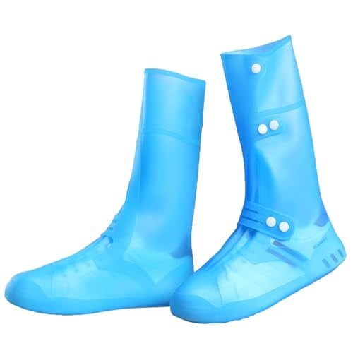 YUISI Silicone Reusable Waterproof Shoe Cover for Rain, 13.39 Inch Foldable Tall Boot Design Rain Cover for Shoes (Blue, 10UK) - Image 1