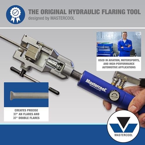 Mastercool 72480 Hydraulic an Flaring Tool Kit – 37° & 37° Double Flares for an Fittings, Aviation & Specialty Automotive – Works with Steel & Light Stainless Tubing – Includes Hydraulic Ram & Dies - Image 2