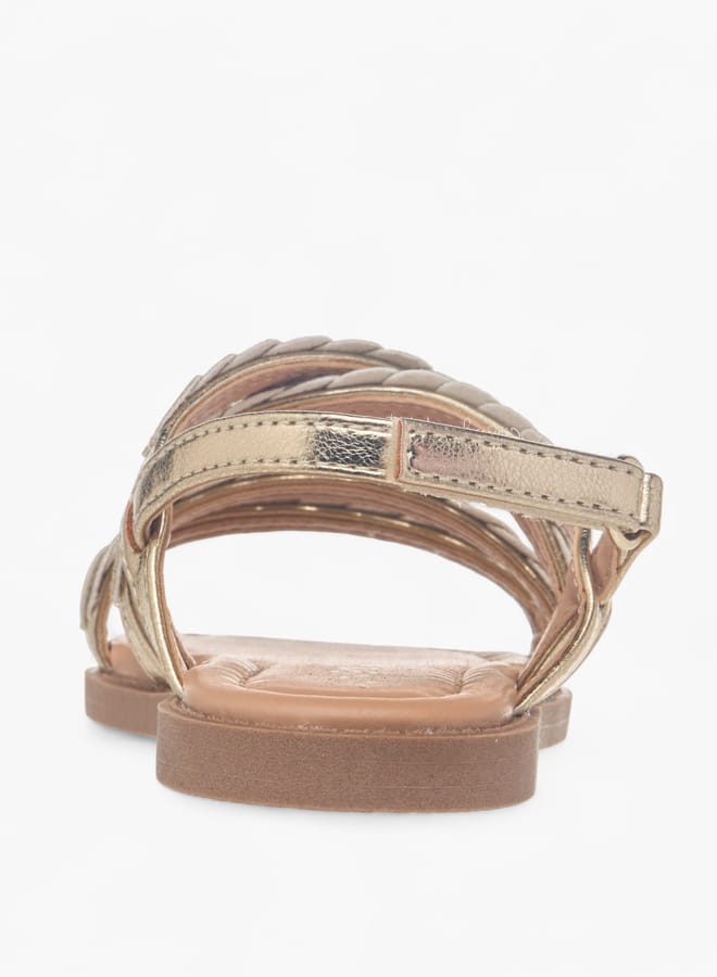 JUNIORS Girls Glitter Detail Sandals With Hook And Loop Closure - Image 4