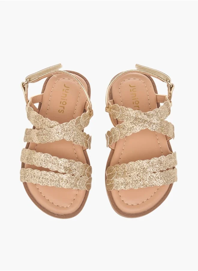 جونيورز Girls Glitter Detail Sandals With Hook And Loop Closure Ramadan Collection