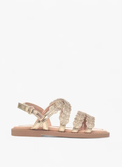 JUNIORS Girls Glitter Detail Sandals With Hook And Loop Closure