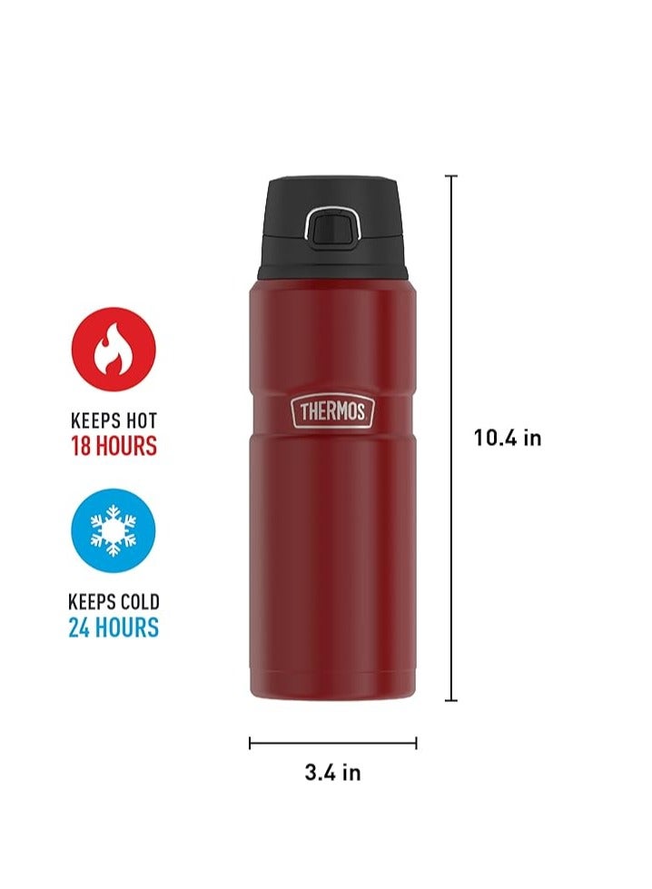 ترموس ثيرموز زجاجة شرب ستانلس كينج معزولة بتفريغ الهواء، 24 اونصة، احمر ريفي - Image 5