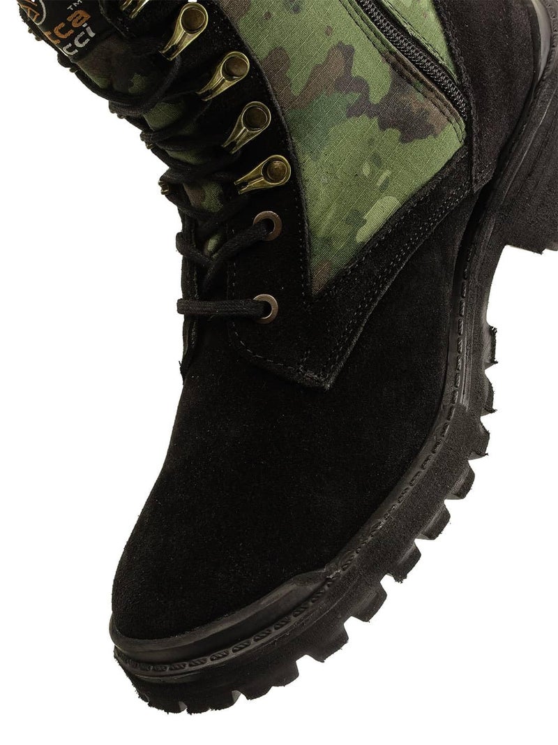 Bacca Bucci Men's Military And Tactical Boot Jungle Boots Leather Suede Speed Lace Desert Boots Combat Outdoor Tactical/Light Weight-Black, 9 - Image 5
