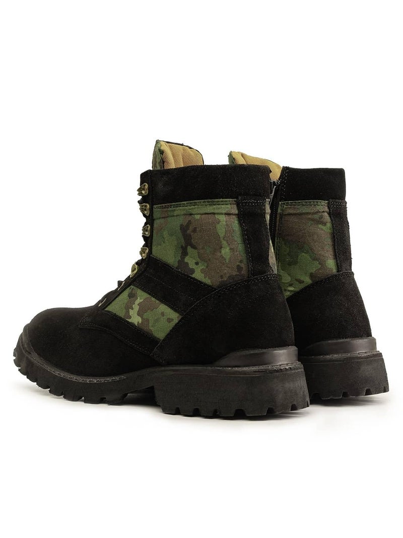 Bacca Bucci Men's Military And Tactical Boot Jungle Boots Leather Suede Speed Lace Desert Boots Combat Outdoor Tactical/Light Weight-Black, 9 - Image 4