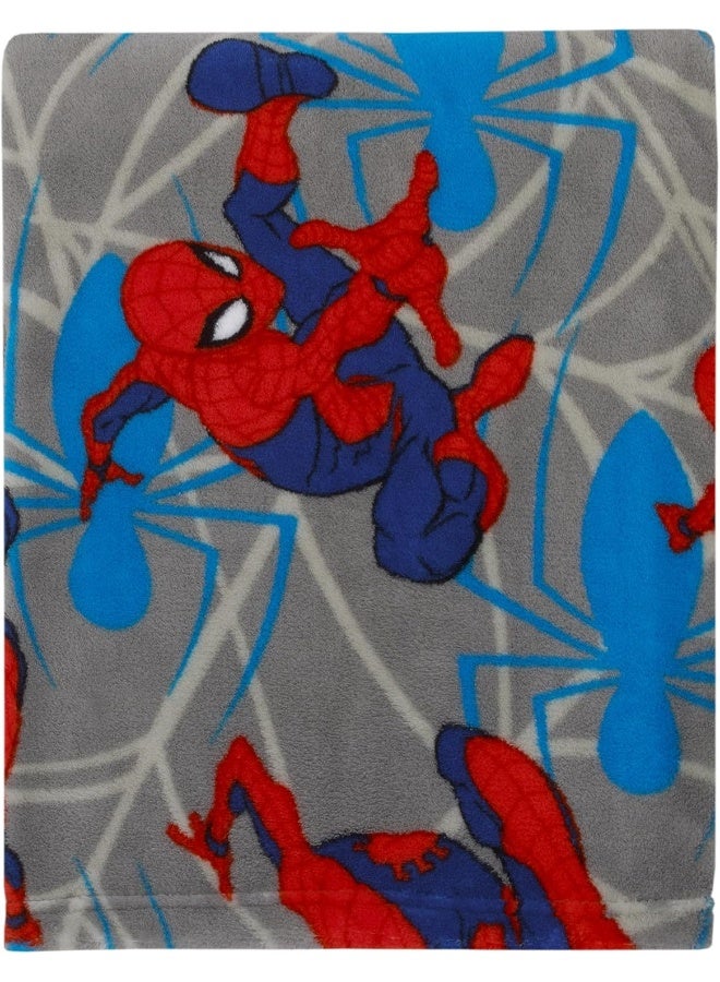 NoJo NoJo Marvel Spiderman to The Rescue Red, Gray, and Blue Super Soft Toddler Blanket  - Image 1