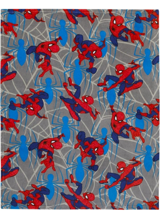 NoJo NoJo Marvel Spiderman to The Rescue Red, Gray, and Blue Super Soft Toddler Blanket  - Image 2
