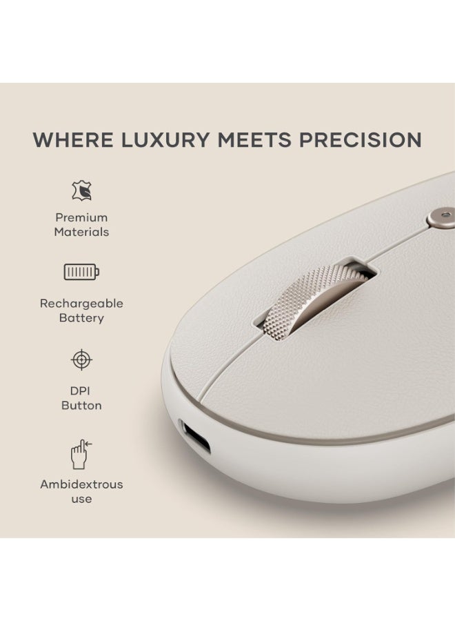 Sata OntheGo Bluetooth Mouse with USB C Rechargeable Battery, Connect up 3 Devices, Compact and Portable Wireless Mouse for Laptop, Computer, Tablet – Sand - Image 2