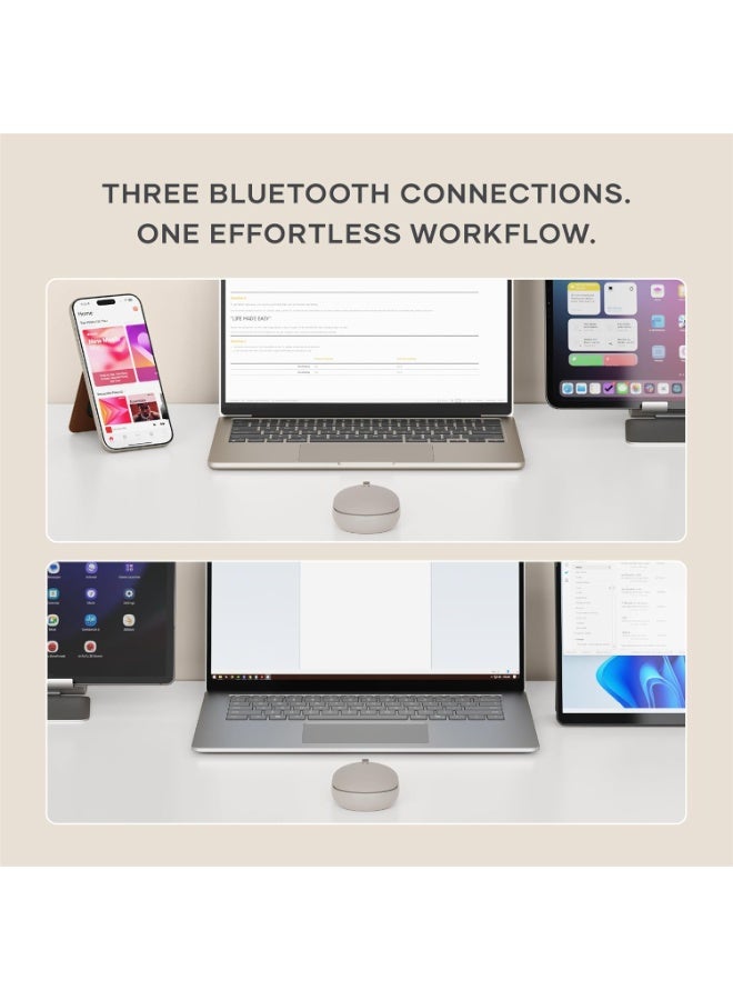 Sata OntheGo Bluetooth Mouse with USB C Rechargeable Battery, Connect up 3 Devices, Compact and Portable Wireless Mouse for Laptop, Computer, Tablet – Sand - Image 3