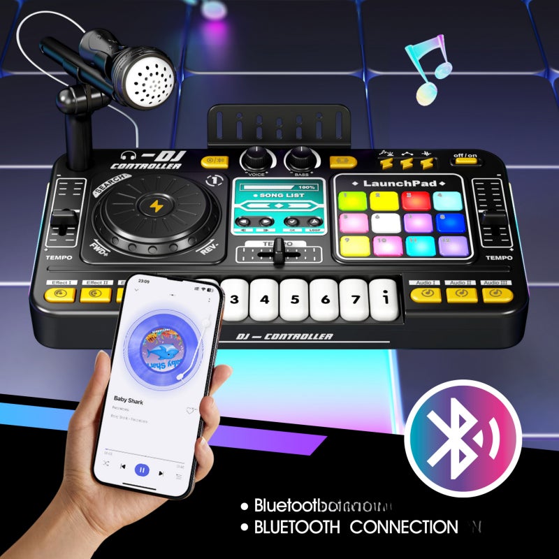 Multifunctional Bluetooth DJ player simulation can play children's beginner musical instruments with microphones educational toys - Image 3