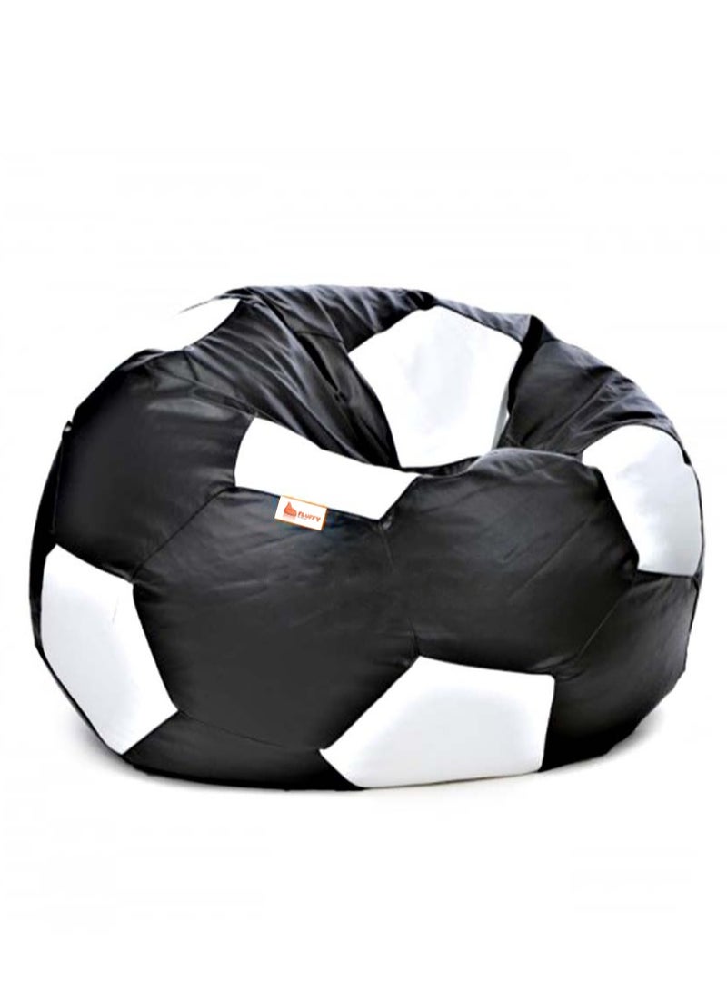 Fluffy Artificial Leather Classic Black White Football Sports Bean Bag XXXL - Image 1