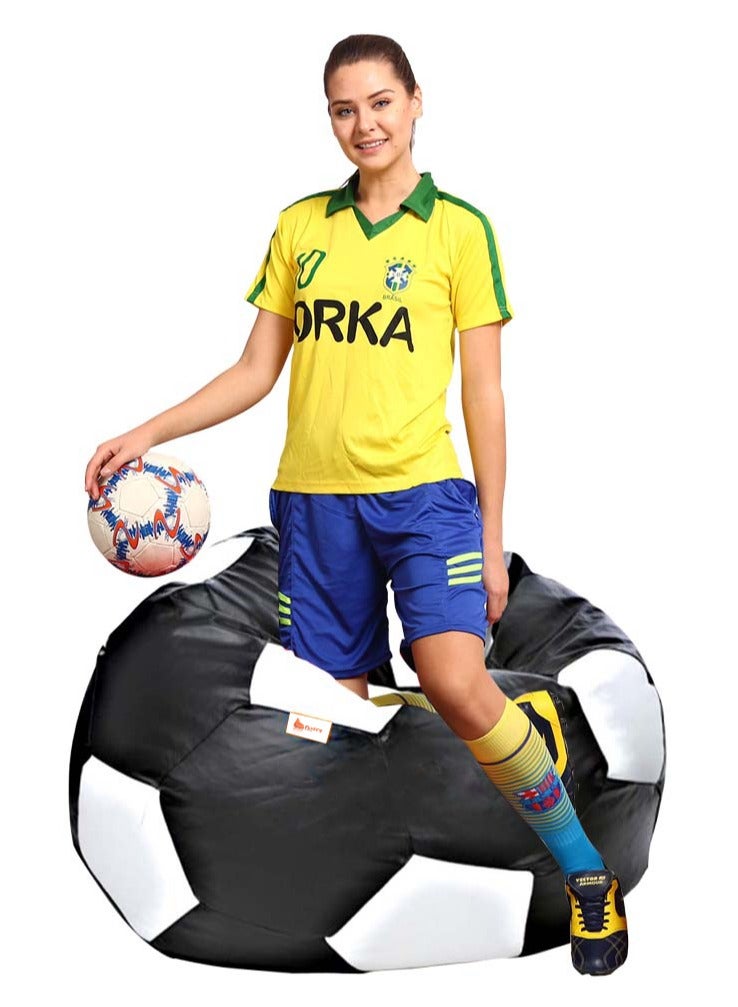 Fluffy Artificial Leather Classic Black White Football Sports Bean Bag XXXL - Image 2