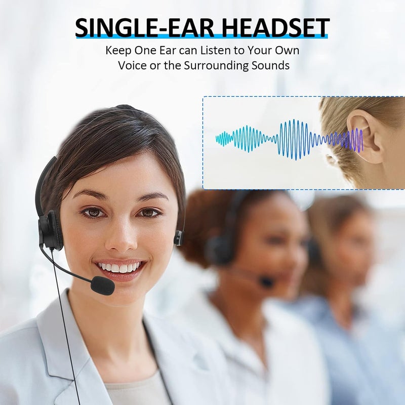 AGPtek ® Hands-Free Call Center Noise Cancelling Corded Monaural Headset USB Headset with Microphone for PC Headphone with Mic Mircrophone - Cord with USB Plug, Volume Control - Image 5