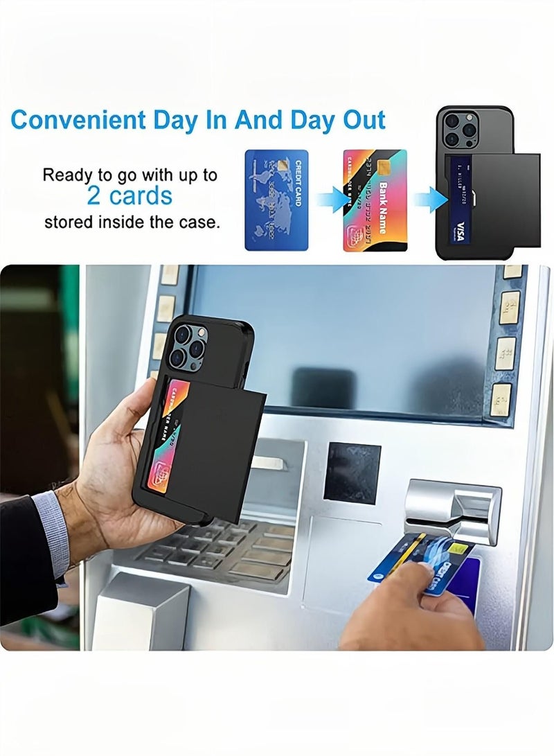 iPhone 14 Pro Max Wallet Case with Credit Card Holders Slots Dual Layer Shockproof Hard PC Soft TPU Slide Flip Protective Case for iPhone 14 Pro Max 6.7 Inch,iphone 14 Pro Max Cover Grey  - Image 5