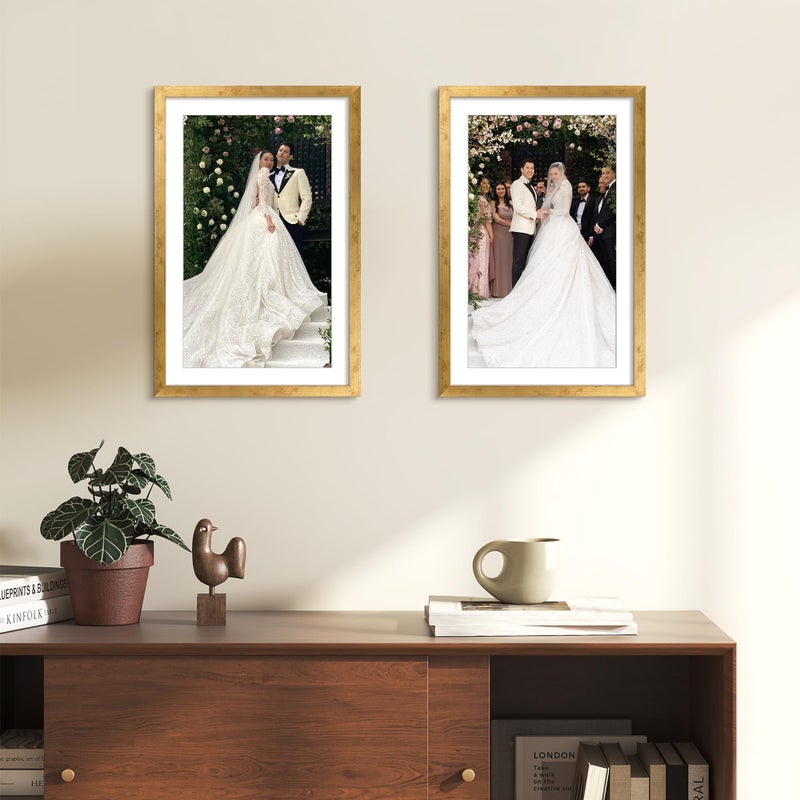 upsimples 11x17 Picture Frame, Display Pictures 9x15 with Mat or 11 x 17 Without, Wall Hanging Poster Frames, Bronze, 1 Pack - Image 2