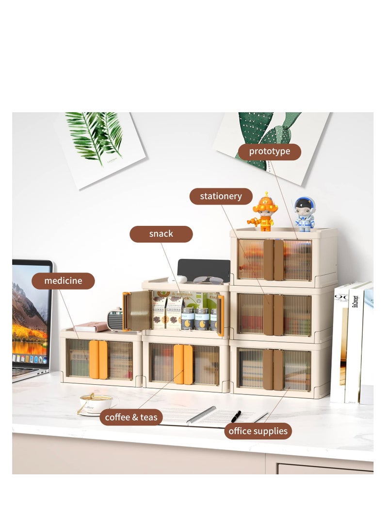 SYOSI Compact Office Storage Containers - Set of 2 Foldable Plastic Containers with Lids, Ideal for Office Supplies, Snacks, Coffee, Medicine, Keep Workspace Neat with These Mini Organizers 2PCS - Image 5