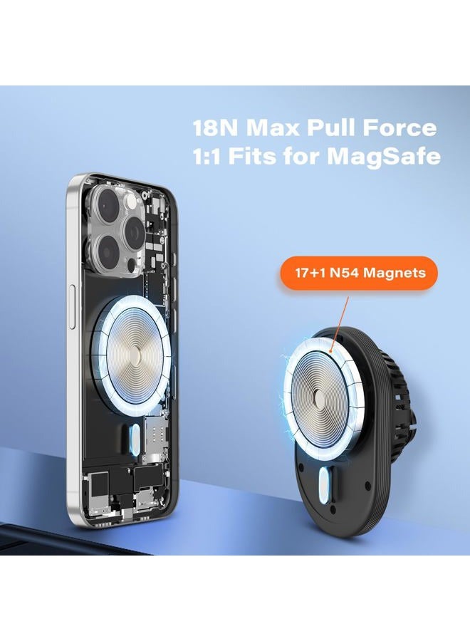 A2C for Magsafe Car Mount Charger, QI2 15W Wireless Fast Charging Cup Holder Phone Charger - Dual Cooling System, Aluminum Alloy Tri-Pivot Arm, 18 N54 Strong Magnets for iPhone 17/16/15/14/13/12 Only - Image 4