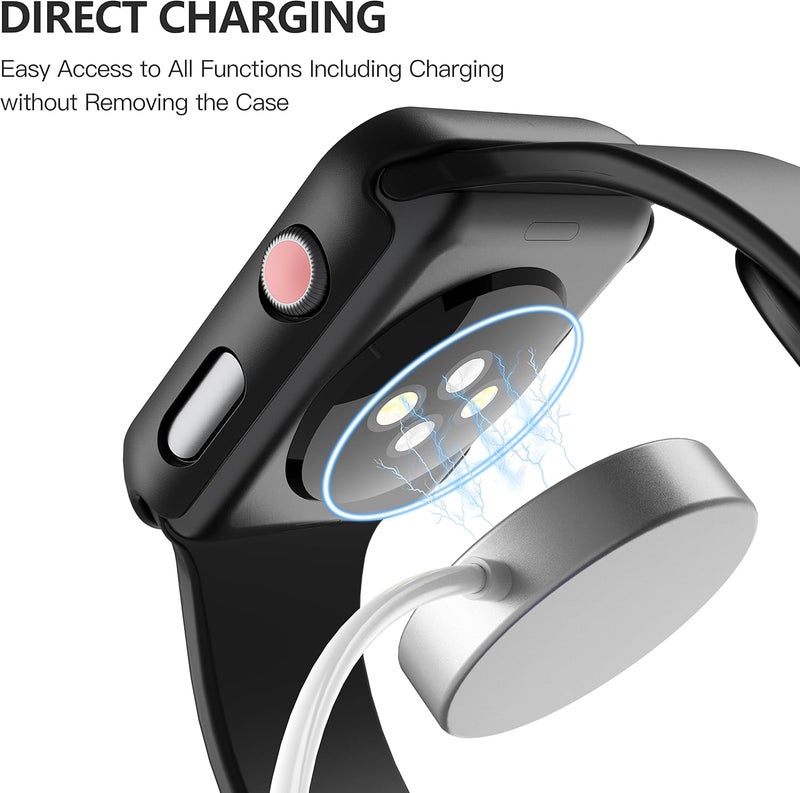 Misxi 2 Pack Hard PC Case with Tempered Glass Screen Protector Compatible with Apple Watch Series 3 Series 2 38mm, Ultra-Thin Scratch Resistant Overall Protective Cover for iWatch S3/S2, Black - Image 5